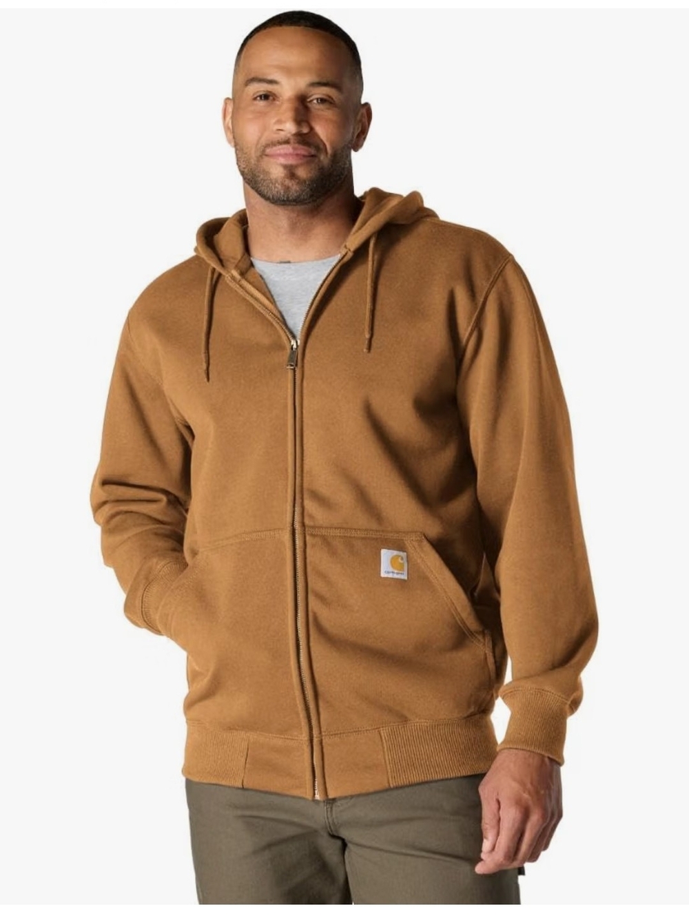 Carhartt Men's Brown Full-Zip Hooded Sweatshirt